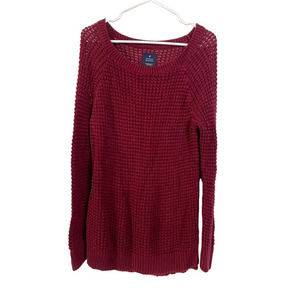 A New Day Women's Burgundy Open-Knit Sweater